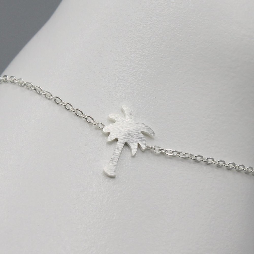 Jewelry bracelet palm tree nature Summer silver tone dainty minimalist new